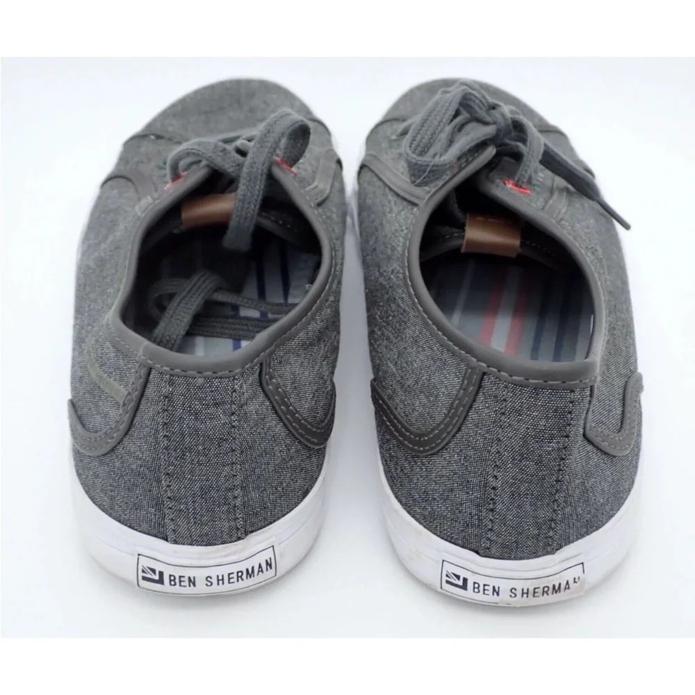 Ben Sherman Men's Casual Canvas Sneakers Skate Shoes Grey Lace Up Size 8